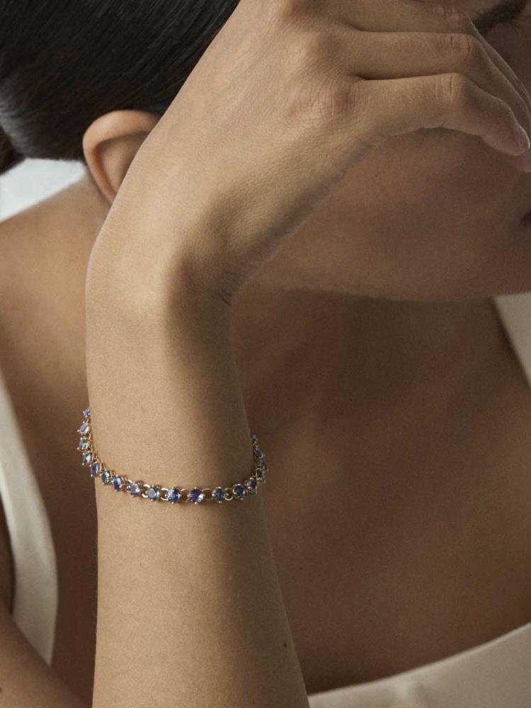 Shuga 4mm blue precious gemstone tennis bracelet